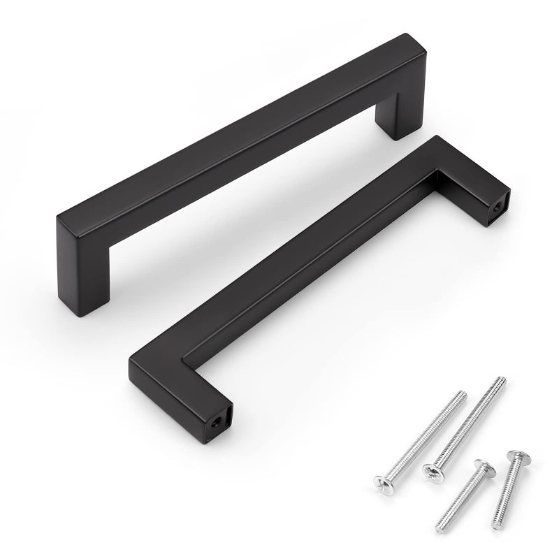 KNOBWELL 15 Pack 5 inch Black Cabinet Pulls, Stainless Steel Kitchen Cabinet Pulls and Handles, Vanity Dresser Drawer Pulls, 5-1/2" Overall Length, 5" Hole Center - Image 1
